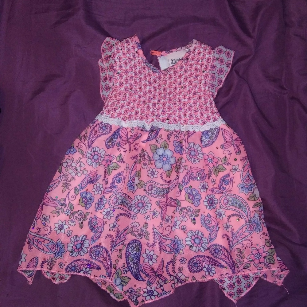 Little lass baby girls pink summer dress sz 24m
